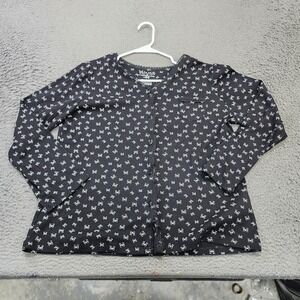 Croft & Barrow Pajama Top Womens Large Black Bow Long Sleeve Button Front